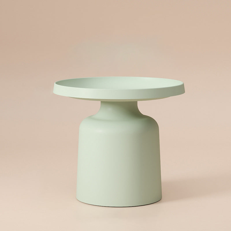 Runder Mid-Century Modern Couchtisch aus Metall mit Sockel und Tablettplatte