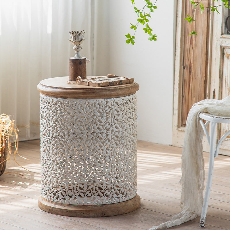 French Country Round Coffee Table with Natural Pine Wood Top Clearhalo 'Coffee & Accent Tables' 'Coffee Tables' 'coffee_tables' 'furn' 'furn_coffee_tables' 'Furniture' 'Living Room Furniture' 6479311