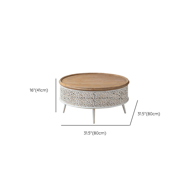 French Country Round Coffee Table with Natural Pine Wood Top Clearhalo 'Coffee & Accent Tables' 'Coffee Tables' 'coffee_tables' 'furn' 'furn_coffee_tables' 'Furniture' 'Living Room Furniture' 6479317