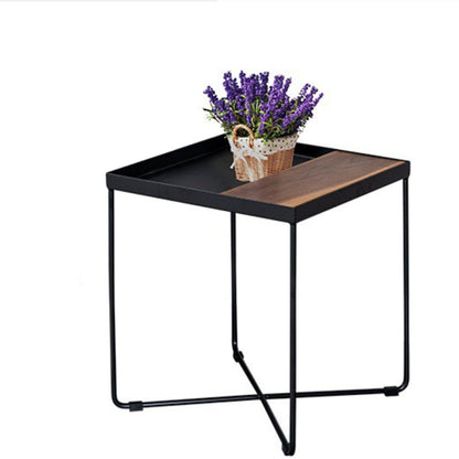 Black Rectangle / Square Tray Top Coffee Table Iron Cross Legs Cocktail Table