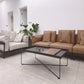Black Rectangle / Square Tray Top Coffee Table Iron Cross Legs Cocktail Table