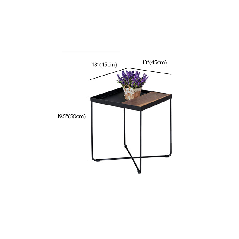 Black Rectangle / Square Tray Top Coffee Table Iron Cross Legs Cocktail Table