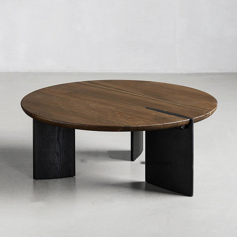 Round Brown Wooden Coffee Table Nordic 1 Single Cocktail Table