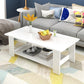 16.53" Tall Rectangle Top Coffee Table Wooden 4 Legs Cocktail Table with Shelf 47"L x 24"W x 16.5"H White Clearhalo 'Coffee & Accent Tables' 'Coffee Tables' 'coffee_tables' 'furn' 'furn_coffee_tables' 'Furniture' 'Living Room Furniture' 6479356