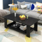 16.53" Tall Rectangle Top Coffee Table Wooden 4 Legs Cocktail Table with Shelf 47"L x 24"W x 16.5"H Black Clearhalo 'Coffee & Accent Tables' 'Coffee Tables' 'coffee_tables' 'furn' 'furn_coffee_tables' 'Furniture' 'Living Room Furniture' 6479357