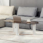 Contemporary Oval Glass Top Coffee Table with 3 Wooden Legs Cocktail Table Clearhalo 'Coffee & Accent Tables' 'Coffee Tables' 'coffee_tables' 'furn' 'furn_coffee_tables' 'Furniture' 'Living Room Furniture' 6479417