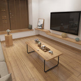 Slitta 1 tavolino da caffè singolo tavolo rettangolare in legno di pino