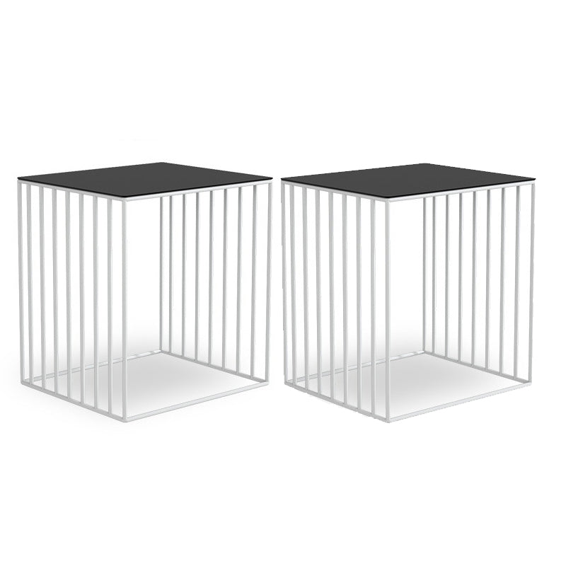 Contemporary Glass Top Frame Square Bedside Accent Side Table