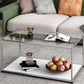 16.53"H Rectangle Glass Coffee Table Stainless Steel Frame Cocktail Table Clearhalo 'Coffee & Accent Tables' 'Coffee Tables' 'coffee_tables' 'furn' 'furn_coffee_tables' 'Furniture' 'Living Room Furniture' 6479648
