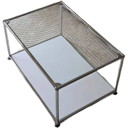 16.53"H Rectangle Glass Coffee Table Stainless Steel Frame Cocktail Table 47"L x 22"W x 16.5"H Clearhalo 'Coffee & Accent Tables' 'Coffee Tables' 'coffee_tables' 'furn' 'furn_coffee_tables' 'Furniture' 'Living Room Furniture' 6479652