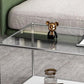 16.53"H Rectangle Glass Coffee Table Stainless Steel Frame Cocktail Table Clearhalo 'Coffee & Accent Tables' 'Coffee Tables' 'coffee_tables' 'furn' 'furn_coffee_tables' 'Furniture' 'Living Room Furniture' 6479653