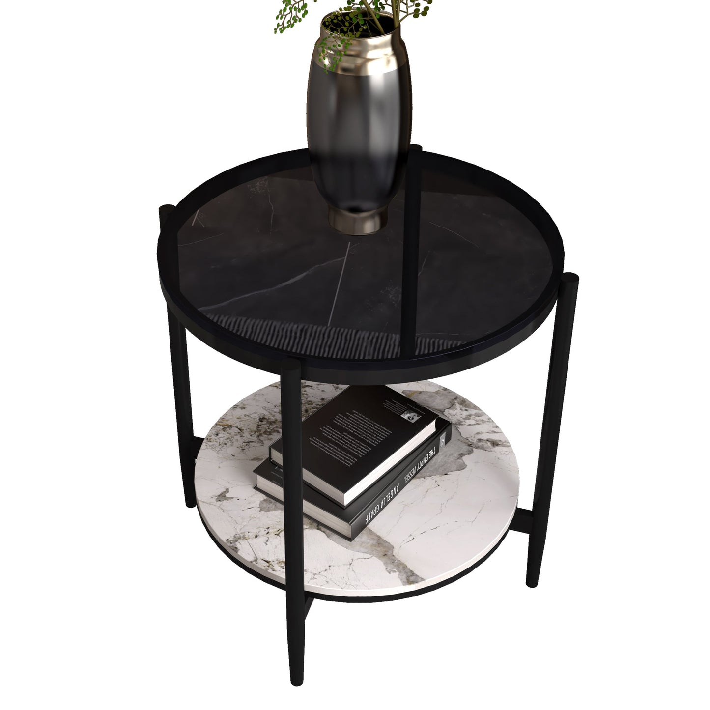 Modernistic 4 gambe rotonde a doppio livello di soggiorno tavolino