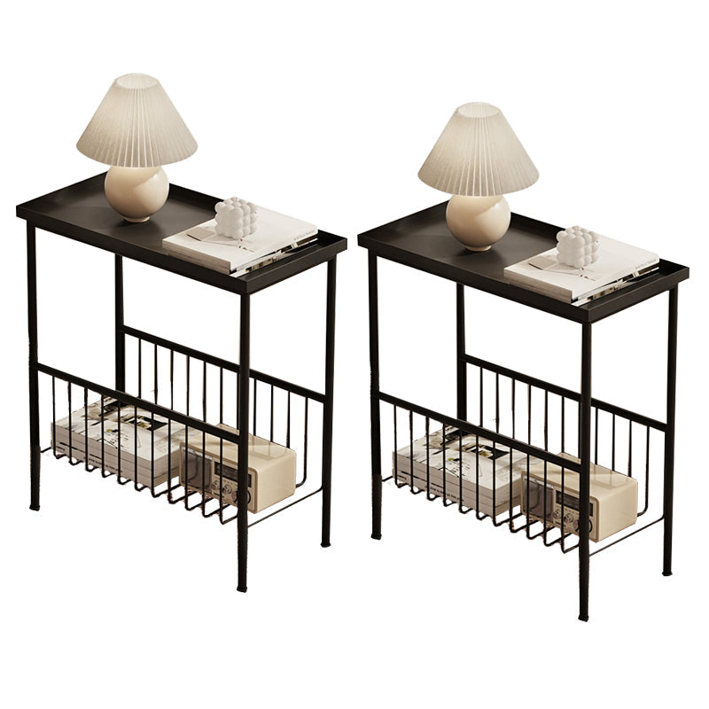 21.65" Tall Metal End Table Tray Top Accent Side Table with Storage