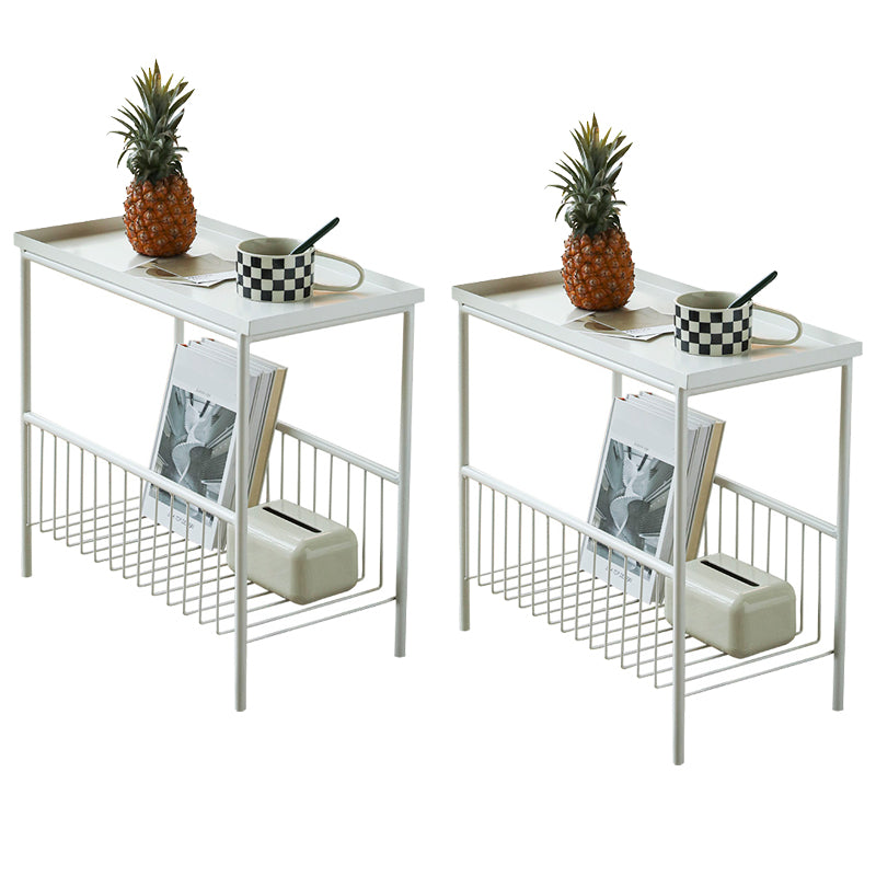 21.65" Tall Metal End Table Tray Top Accent Side Table with Storage