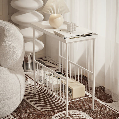 21.65" Tall Metal End Table Tray Top Accent Side Table with Storage