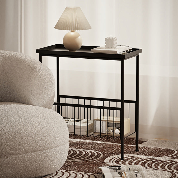 21.65" Tall Metal End Table Tray Top Accent Side Table with Storage