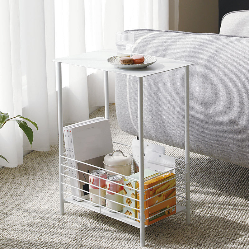 23.62" Tall Rectangular Side Accent Table Metal 4 Legs End Table