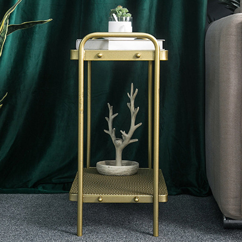 4 Beine rechteckige Seiten Tabelle 19,68 Zoll breiter Endtisch mit 2 Regalen