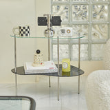 Modern Gambe in vetro 4 gambe a doppio livello tavolino accento a forma naturale