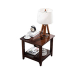 Modernistisches massives Holz 4 Beine quadratische Doppelstufe Akzent -Beistelltisch