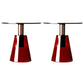 Contemporary Glass Top Pedestal Round Living Room Accent Side Table Red-Gray 2 Clearhalo 'Coffee & Accent Tables' 'End & Side Tables' 'end_side_tables' 'furn' 'furn_end_side_tables' 'Furniture' 'Living Room Furniture' 6479921