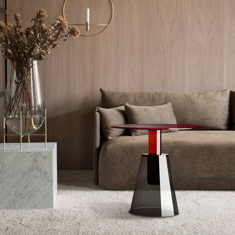 Contemporary Glass Top Pedestal Round Living Room Accent Side Table Clearhalo 'Coffee & Accent Tables' 'End & Side Tables' 'end_side_tables' 'furn' 'furn_end_side_tables' 'Furniture' 'Living Room Furniture' 6479922