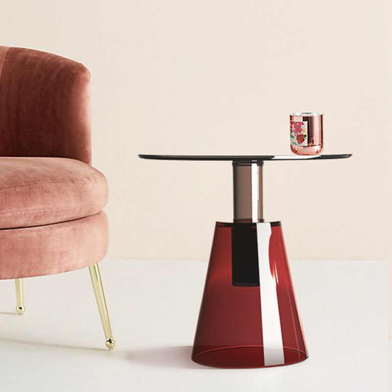 Contemporary Glass Top Pedestal Round Living Room Accent Side Table Clearhalo 'Coffee & Accent Tables' 'End & Side Tables' 'end_side_tables' 'furn' 'furn_end_side_tables' 'Furniture' 'Living Room Furniture' 6479924