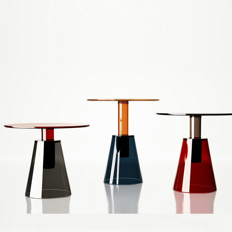 Contemporary Glass Top Pedestal Round Living Room Accent Side Table Clearhalo 'Coffee & Accent Tables' 'End & Side Tables' 'end_side_tables' 'furn' 'furn_end_side_tables' 'Furniture' 'Living Room Furniture' 6479925