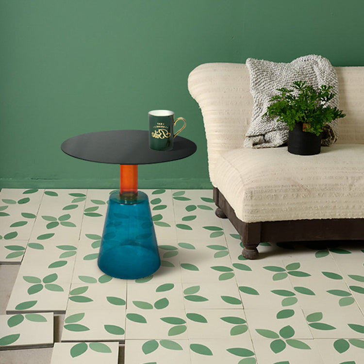 Contemporary Glass Top Pedestal Round Living Room Accent Side Table Clearhalo 'Coffee & Accent Tables' 'End & Side Tables' 'end_side_tables' 'furn' 'furn_end_side_tables' 'Furniture' 'Living Room Furniture' 6479933