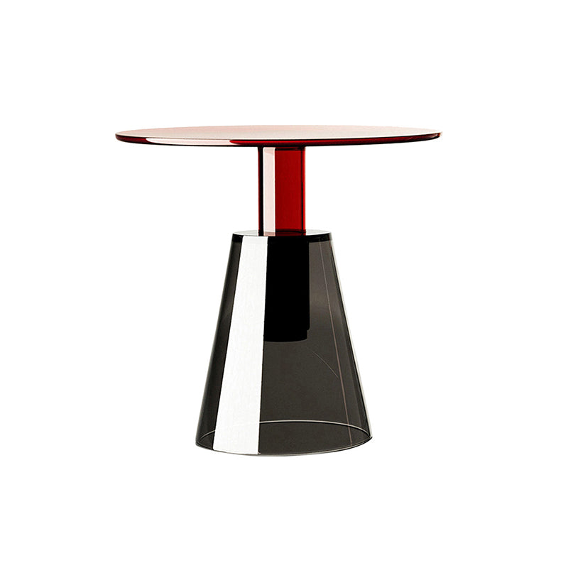 Contemporary Glass Top Pedestal Round Living Room Accent Side Table Gray-Red 1 Clearhalo 'Coffee & Accent Tables' 'End & Side Tables' 'end_side_tables' 'furn' 'furn_end_side_tables' 'Furniture' 'Living Room Furniture' 6479936