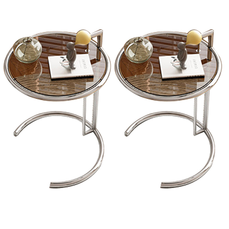 Modern Glass Top Abstract Round Living Room Accent Side Table Tan 2 Clearhalo 'Coffee & Accent Tables' 'End & Side Tables' 'end_side_tables' 'furn' 'furn_end_side_tables' 'Furniture' 'Living Room Furniture' 6479975