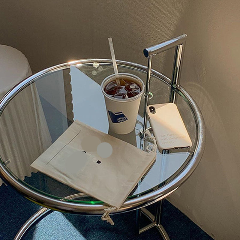 Modern Glass Top Abstract Round Living Room Accent Side Table Clearhalo 'Coffee & Accent Tables' 'End & Side Tables' 'end_side_tables' 'furn' 'furn_end_side_tables' 'Furniture' 'Living Room Furniture' 6479979