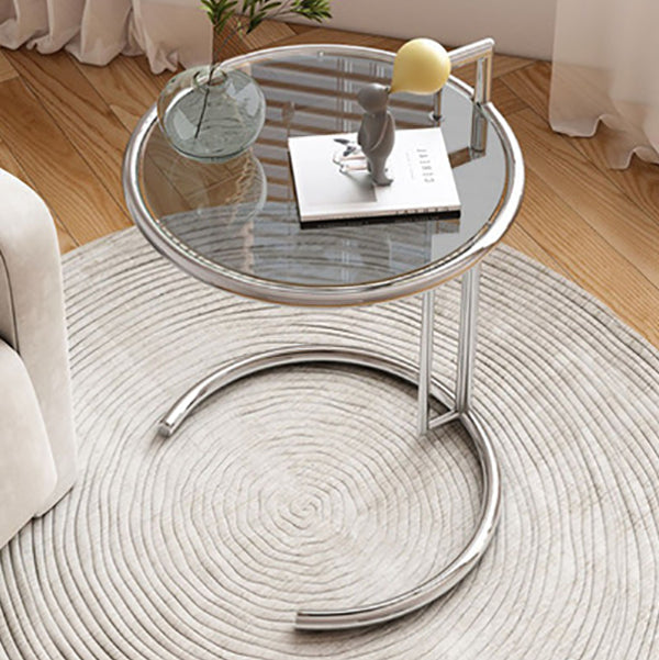 Modern Glass Top Abstract Round Living Room Accent Side Table Smoke Gray 1 Clearhalo 'Coffee & Accent Tables' 'End & Side Tables' 'end_side_tables' 'furn' 'furn_end_side_tables' 'Furniture' 'Living Room Furniture' 6479987