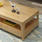 Solid Wood Coffee Table Rectangle Coffee Cocktail Table with 2 Drawers