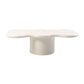 Mesa de centro escandinava de forma libre con base de madera en beige