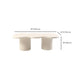 Mesa de centro escandinava de forma libre con base de madera en beige
