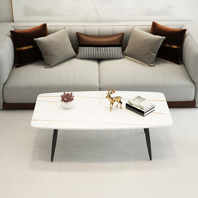 Rectangle Slate Coffee Table Glam 4 Legs Coffee Cocktail Table Black White Gold Clearhalo 'Coffee & Accent Tables' 'Coffee Tables' 'coffee_tables' 'furn' 'furn_coffee_tables' 'Furniture' 'Living Room Furniture' 6480084