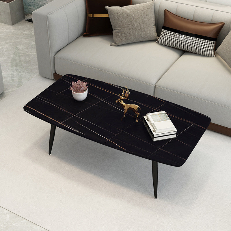 Rectangle Slate Coffee Table Glam 4 Legs Coffee Cocktail Table Black Black Gold Clearhalo 'Coffee & Accent Tables' 'Coffee Tables' 'coffee_tables' 'furn' 'furn_coffee_tables' 'Furniture' 'Living Room Furniture' 6480085