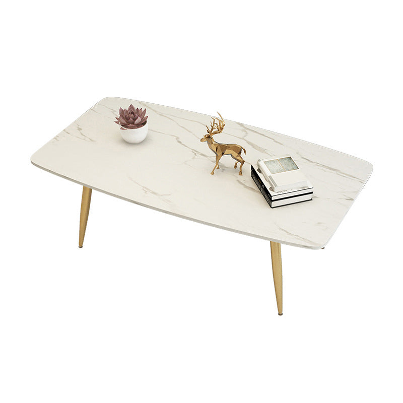 Rectangle Slate Coffee Table Glam 4 Legs Coffee Cocktail Table Gold White Clearhalo 'Coffee & Accent Tables' 'Coffee Tables' 'coffee_tables' 'furn' 'furn_coffee_tables' 'Furniture' 'Living Room Furniture' 6480092