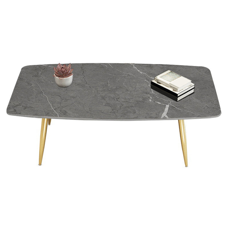 Rectangle Slate Coffee Table Glam 4 Legs Coffee Cocktail Table Gold Gray Clearhalo 'Coffee & Accent Tables' 'Coffee Tables' 'coffee_tables' 'furn' 'furn_coffee_tables' 'Furniture' 'Living Room Furniture' 6480093