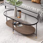 Modern Oval / Round Glass Coffee Table Iron 4 Legs Cocktail Table with Shelf