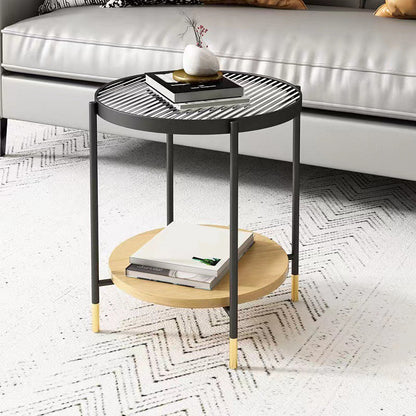 Modern Oval / Round Glass Coffee Table Iron 4 Legs Cocktail Table with Shelf