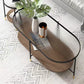 Modern Oval / Round Glass Coffee Table Iron 4 Legs Cocktail Table with Shelf