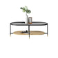 Modern Oval / Round Glass Coffee Table Iron 4 Legs Cocktail Table with Shelf