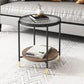Modern Oval / Round Glass Coffee Table Iron 4 Legs Cocktail Table with Shelf