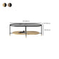 Modern Oval / Round Glass Coffee Table Iron 4 Legs Cocktail Table with Shelf