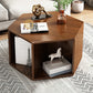 Modernism Simple Geometric Coffee Cocktail Table with Storage Nut-Brown Clearhalo 'Coffee & Accent Tables' 'Coffee Tables' 'coffee_tables' 'furn' 'furn_coffee_tables' 'Furniture' 'Living Room Furniture' 6480125