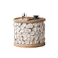 French Country Solid Wood Coffee Table Round Distressed Cocktail Table
