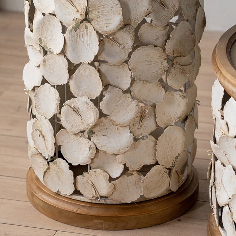 French Country Solid Wood Coffee Table Round Distressed Cocktail Table