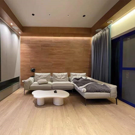 Pedestal 13.8 "H Mesa de café Escandinava Faux Wood Mesa de cóctel